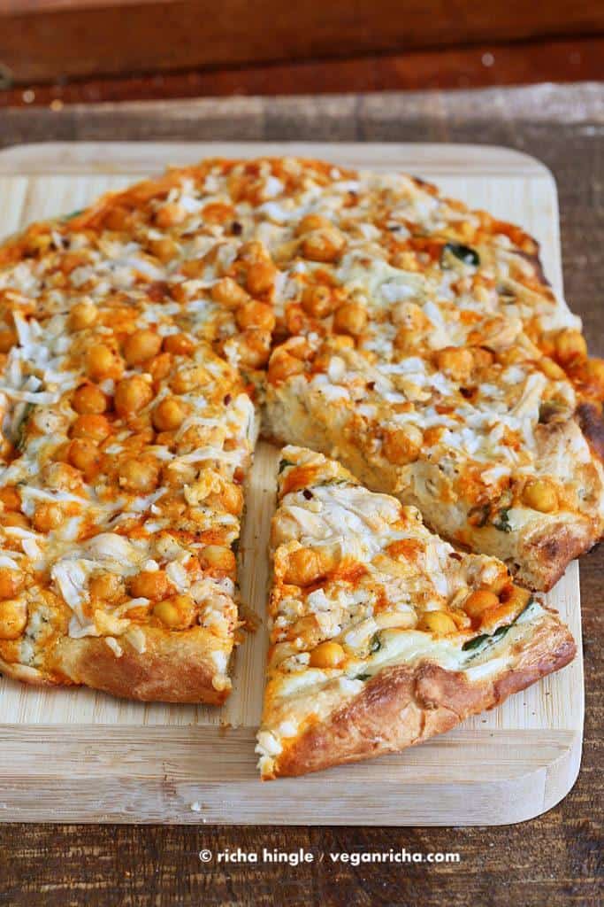 Buffalo chickpea pizza