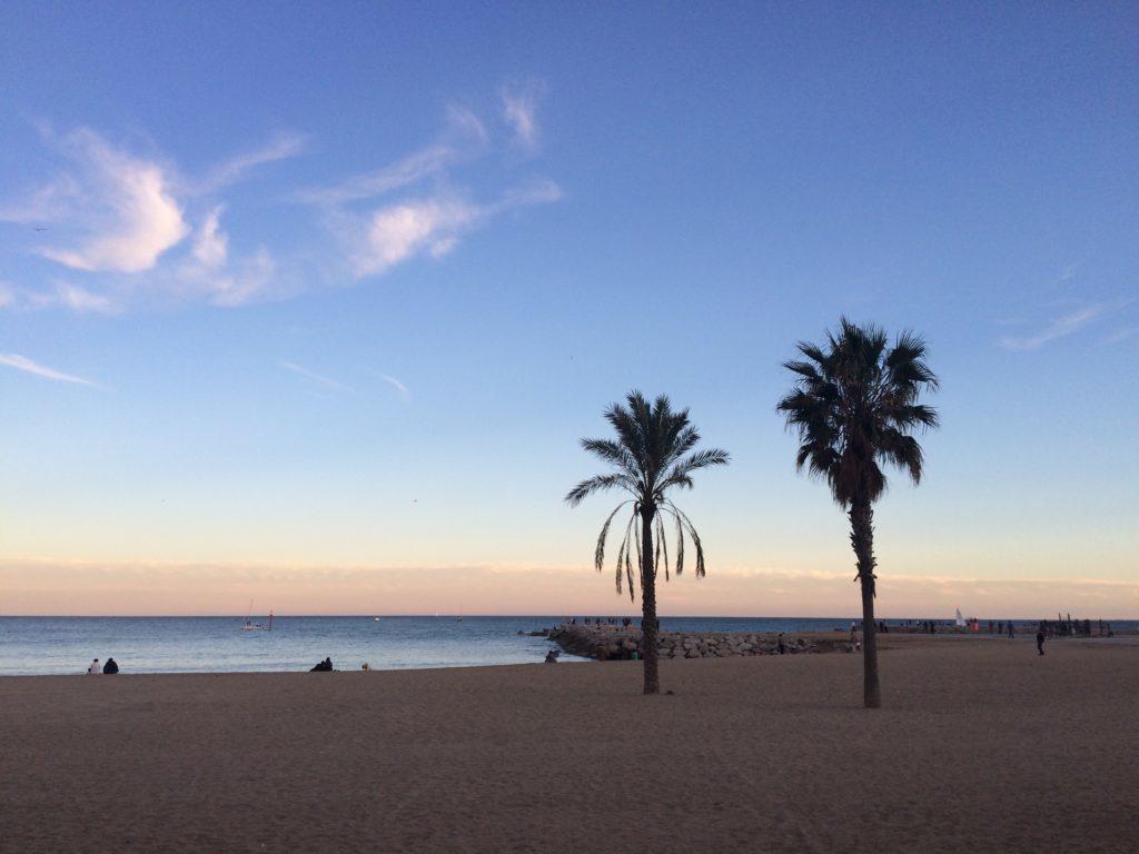 Barcelona beach in winter