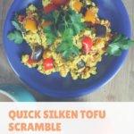 This tofu scramble takes just 10 minutes to make! Use up your leftover veggies and make this quick silken rainbow tofu scramble!