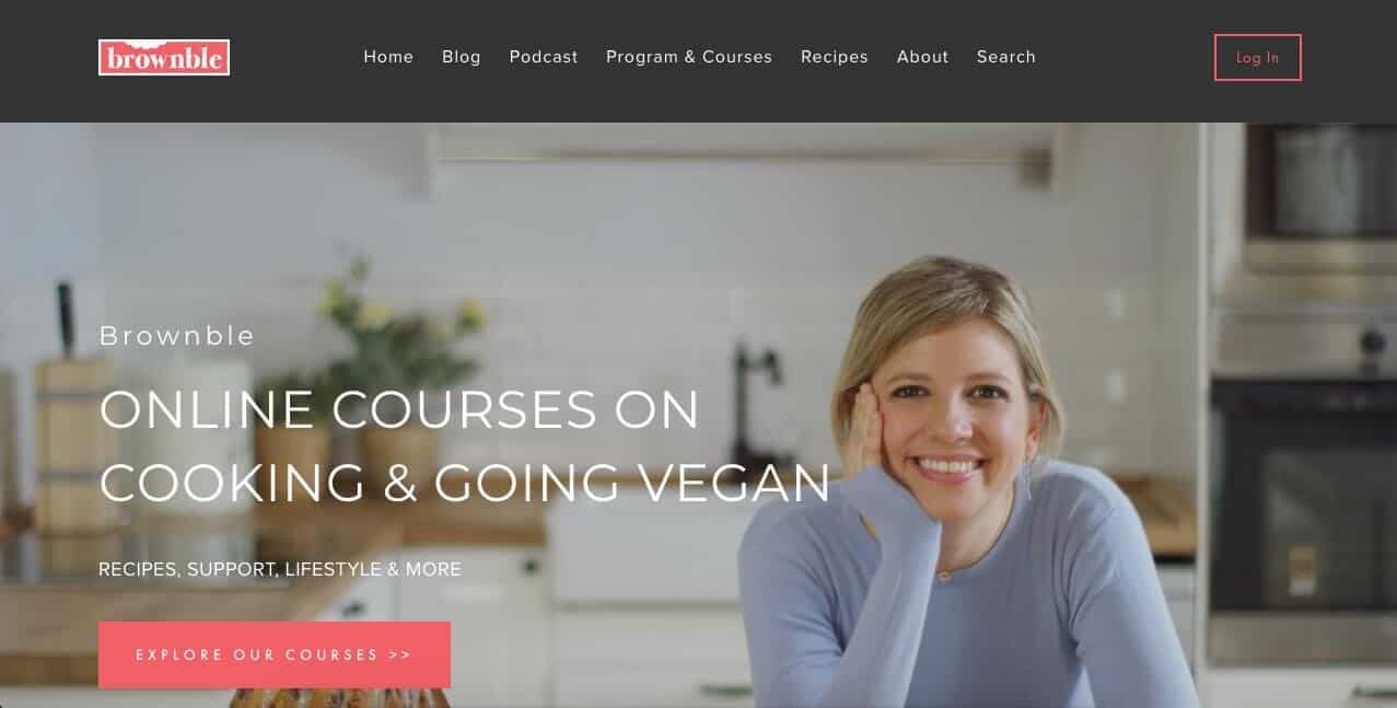 Screenshot of Brownble site showing instructor in her kitchen
