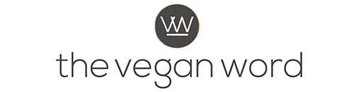 The Vegan Word logo: round circle containing "vw" logo and text below which reads "the vegan word"