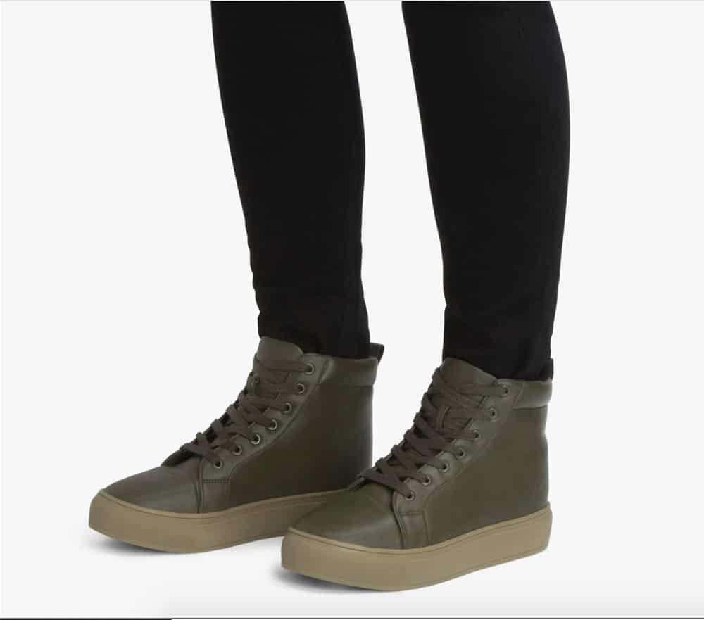 Brown vegan leather high top shoes