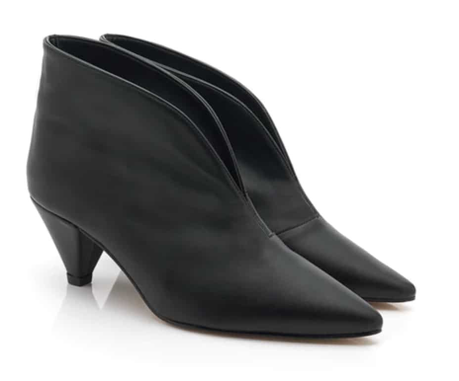 Black vegan leather ankle boots with kitten heel