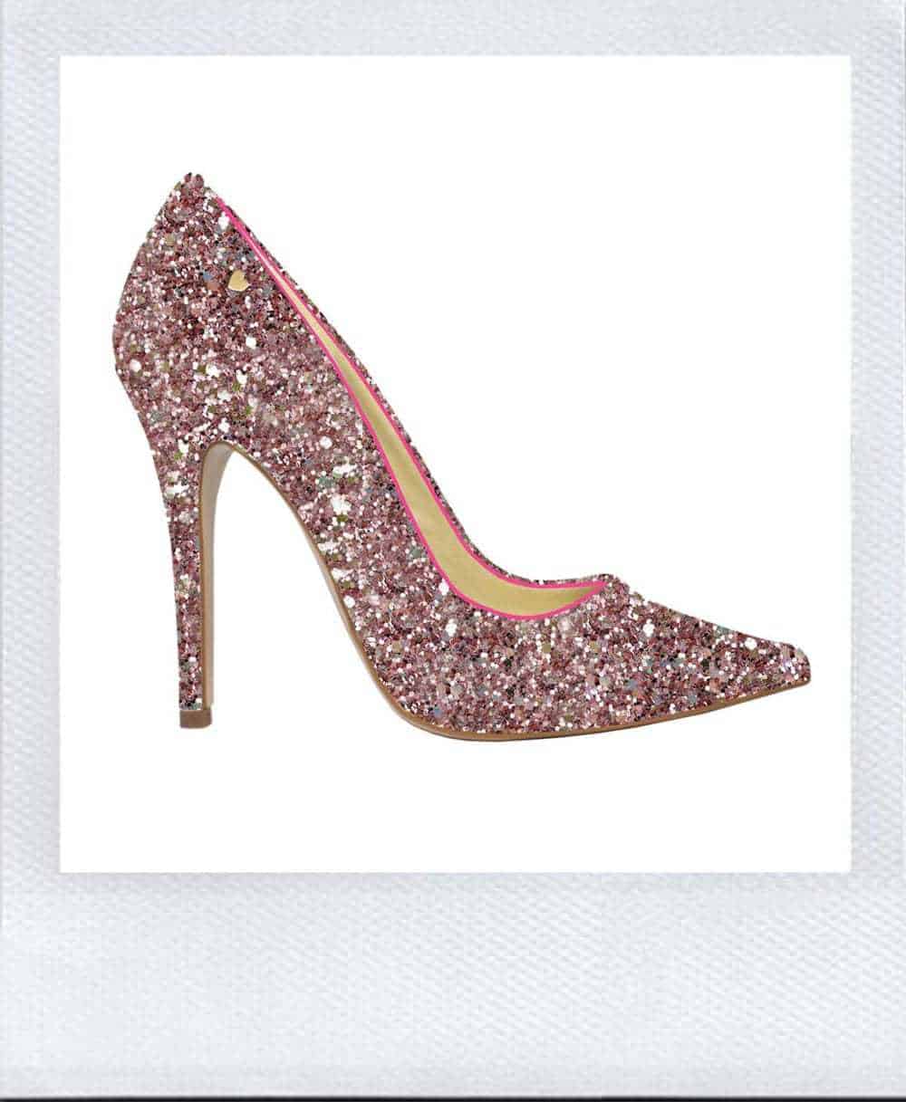 Glittery pink stiletto heels from MInk Shoes