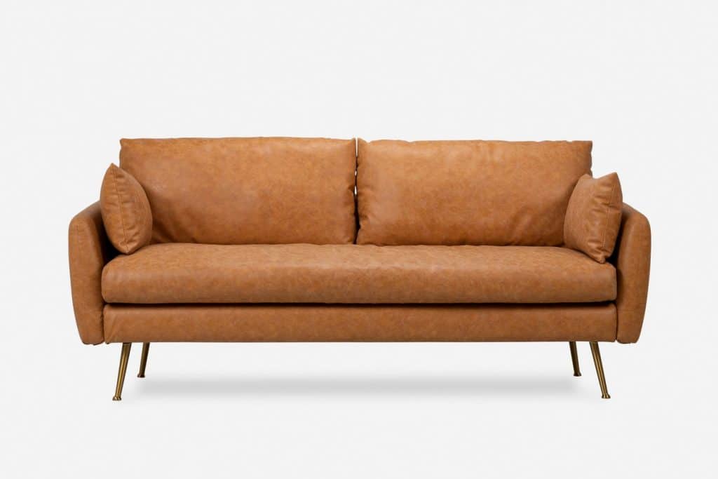 Brown vegan leather sofa