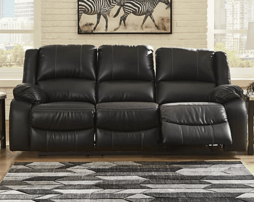 Black vegan leather La-z-boy style sofa