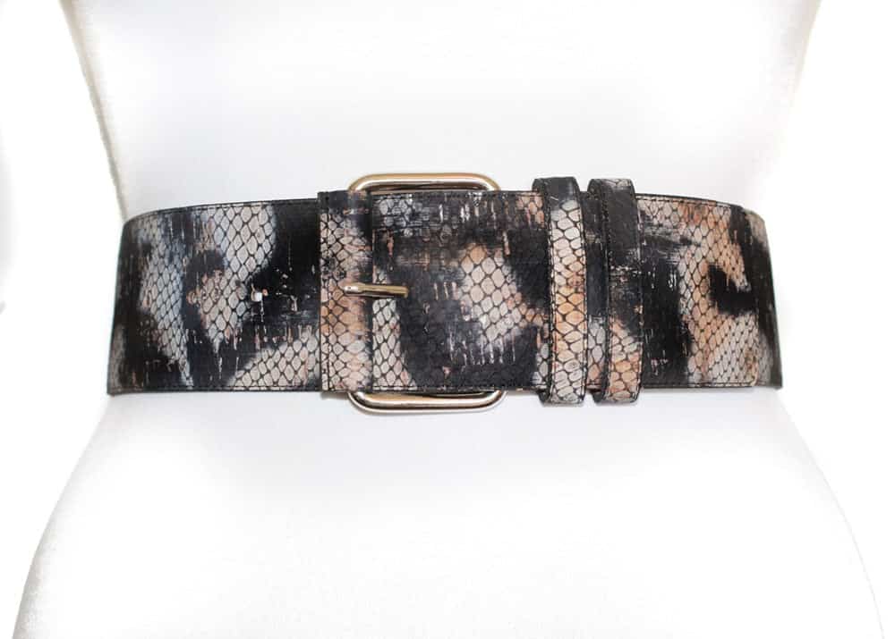 Vegan leather belt women's made from Cork in a snakeskin print from Bhava (waist belt)