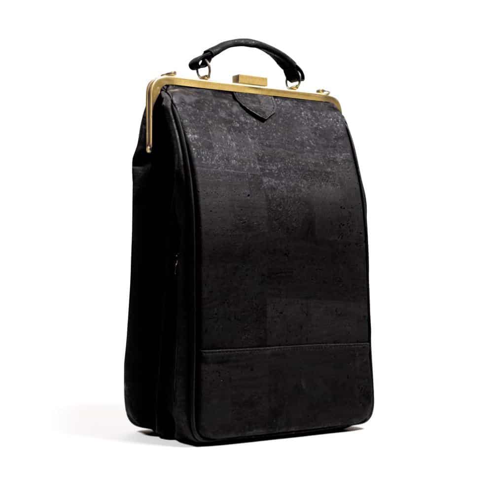 Black cork backpack with gold colour hardware