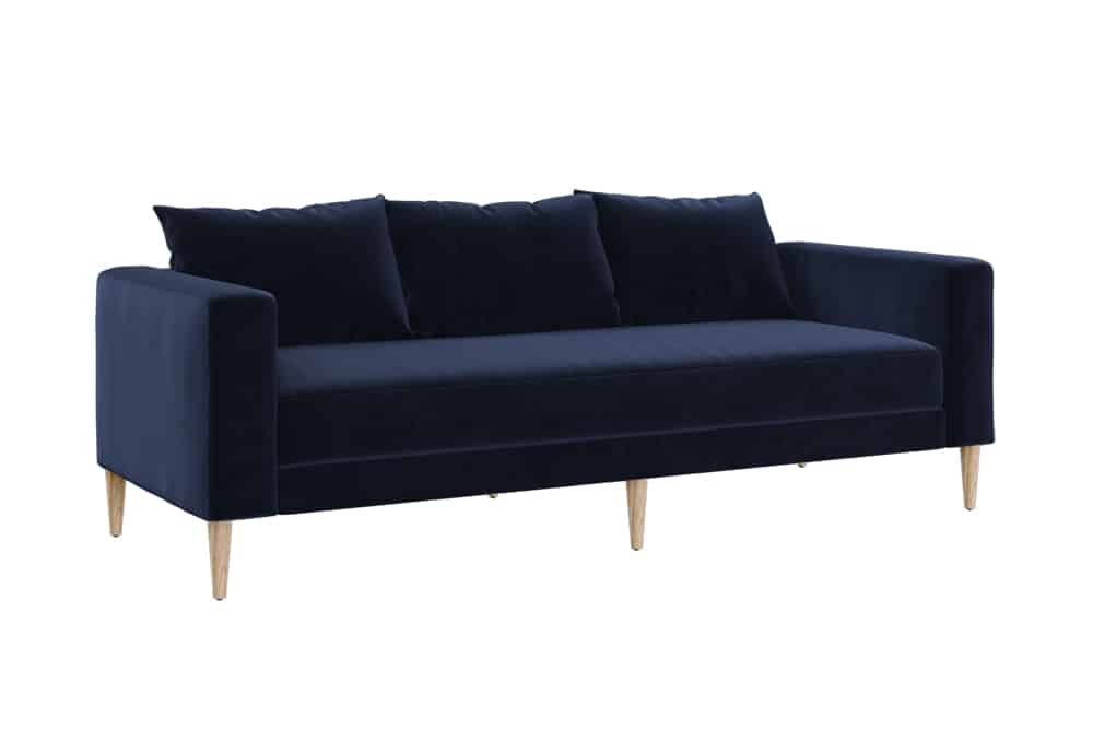 Dark blue recycled velvet sofa