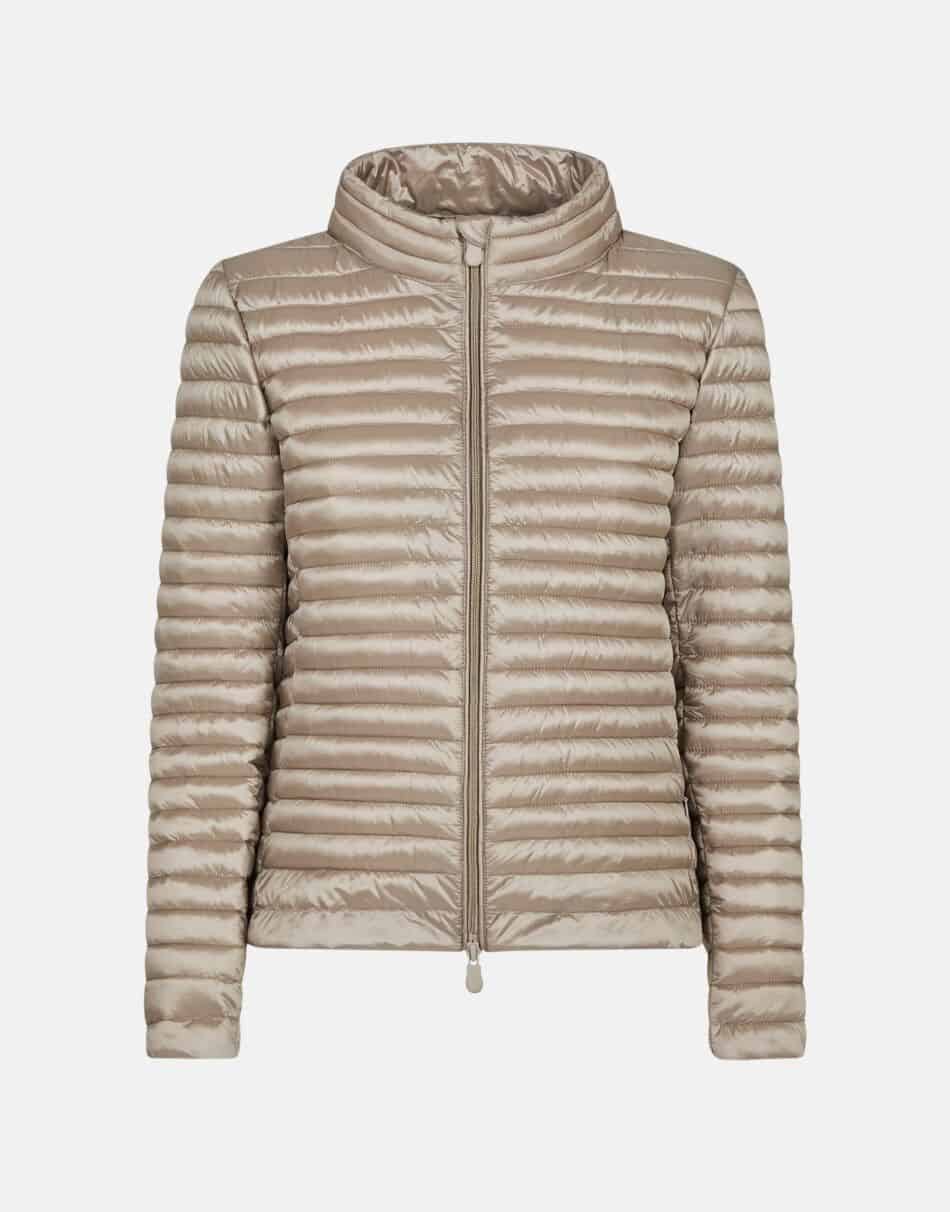 Beige quilted jacket with zipper from Save the Duck
