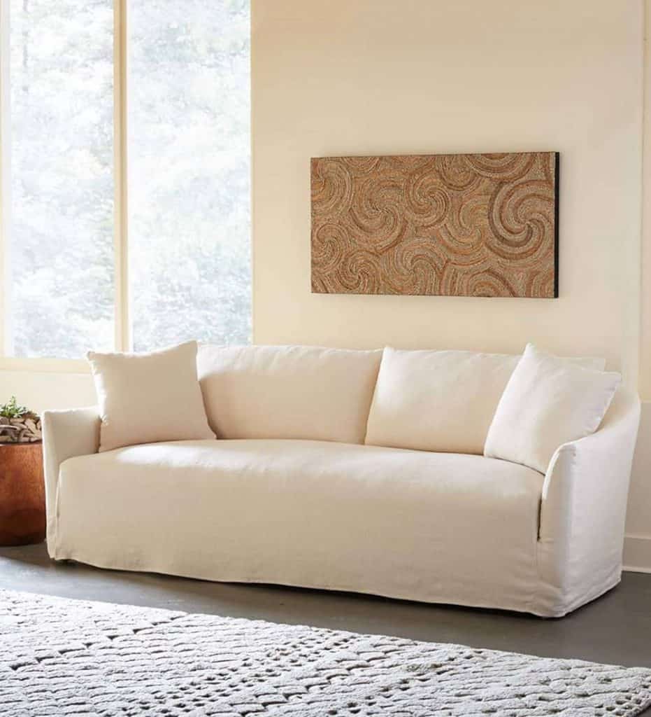 White fabric sofa