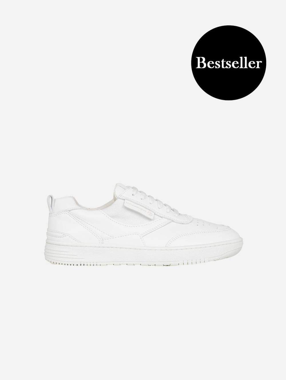 All white low top vegan trainer from Be Flamboyant, who make men vegan shoes