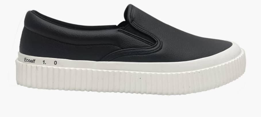 Black slip on shoes with white sole from Ecoalf