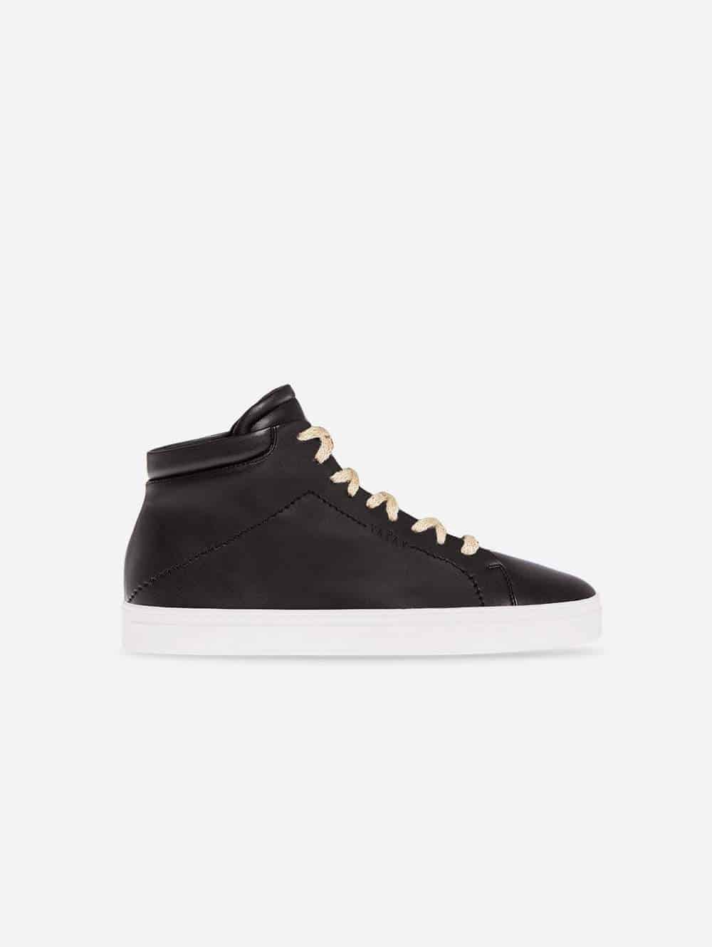 Black high top sneakers with white soles from Yatay