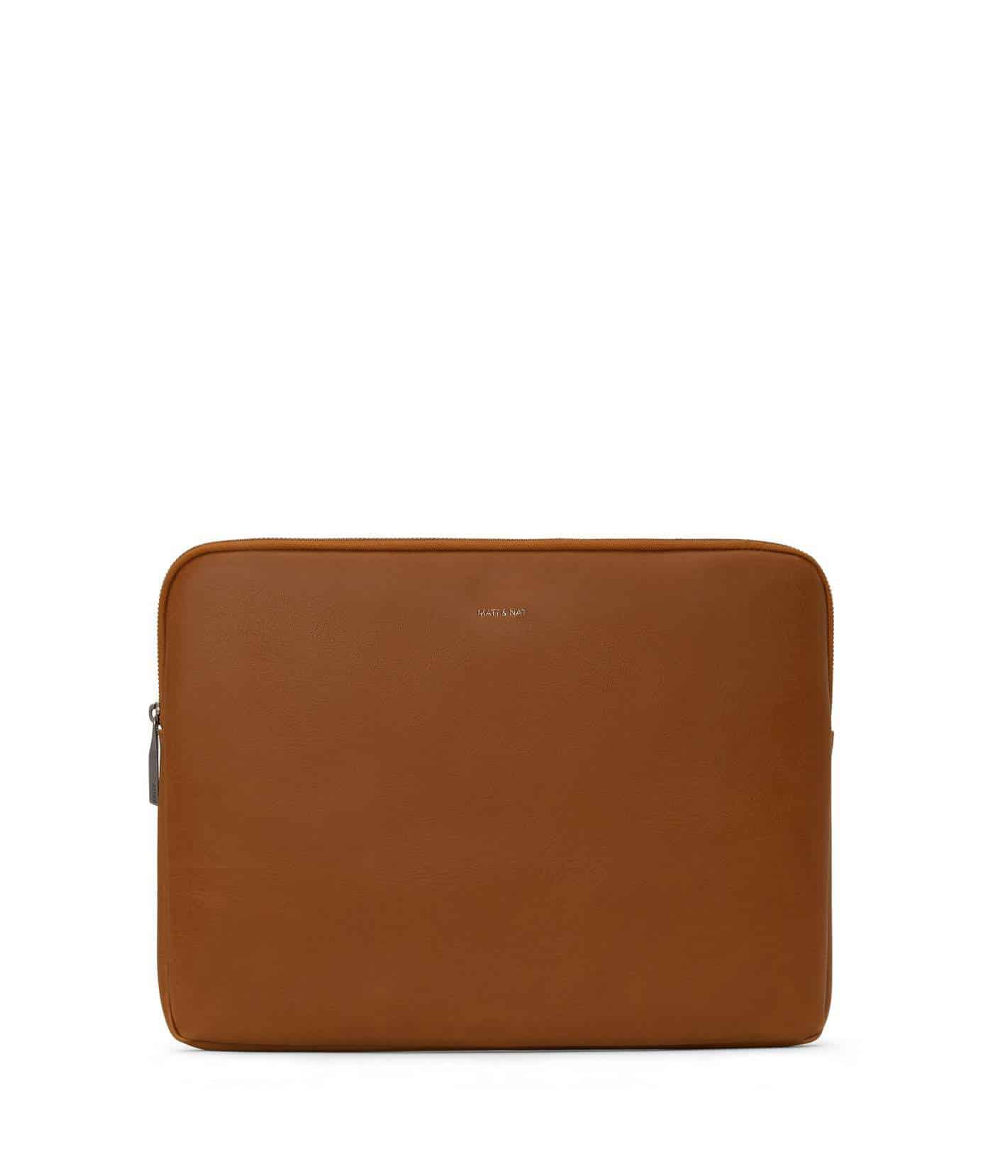 Brown vegan leather laptop sleeve