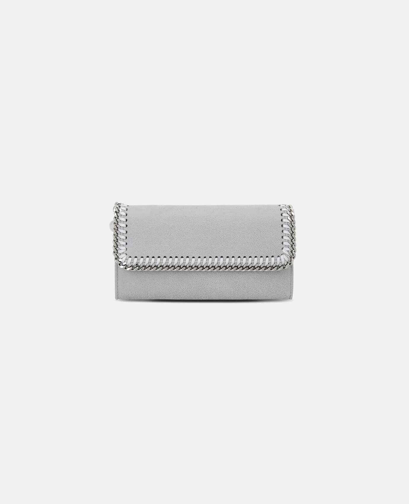 Grey vegan wallet with silver chain