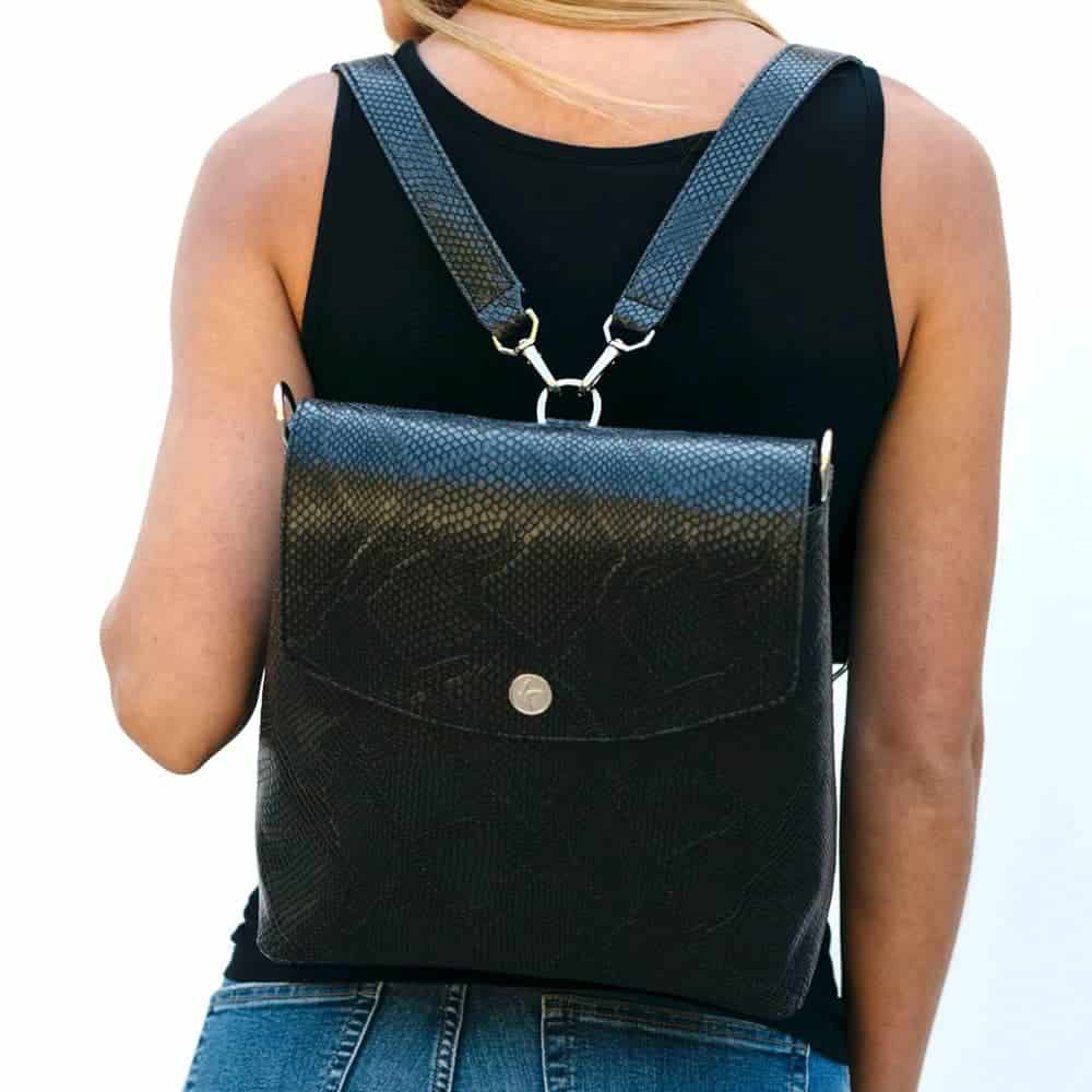 Black backpack purse vegan from Svala
