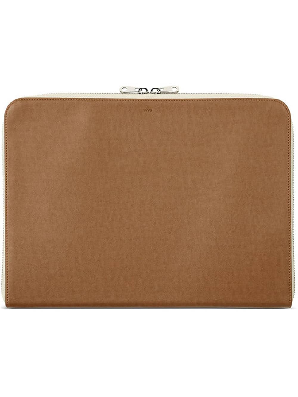 Tan vegan leather laptop case with zipper