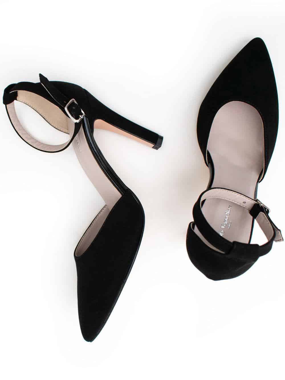 Black stiletto heels with ankle strap