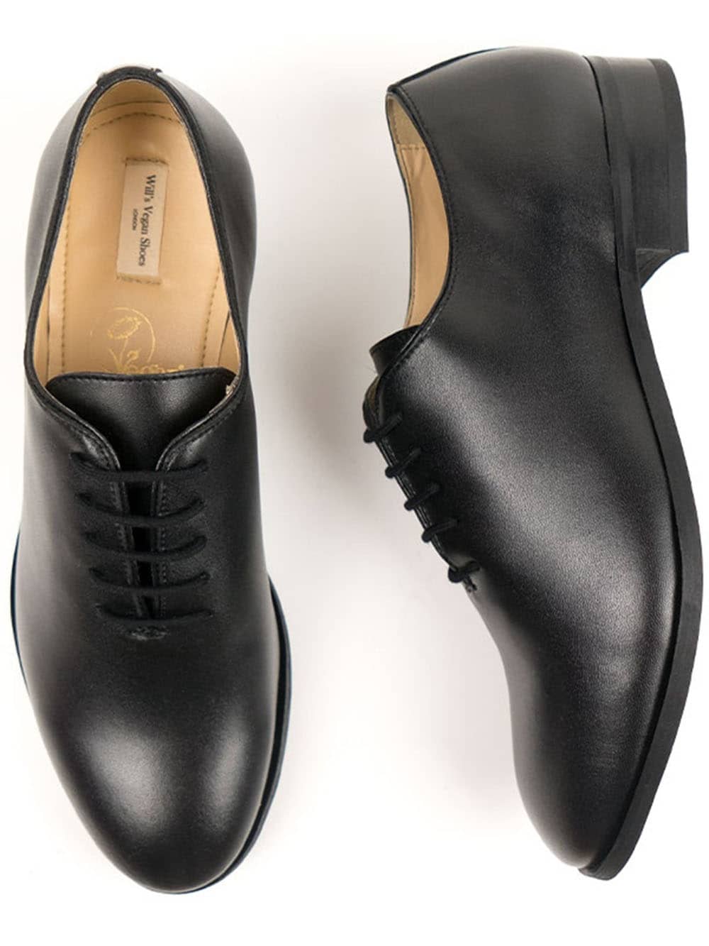 Black laced non leather dress shoes mens from Wills Vegan Store