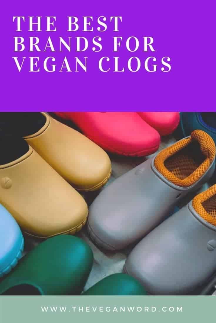 Pinterest image showing colourful foam clogs