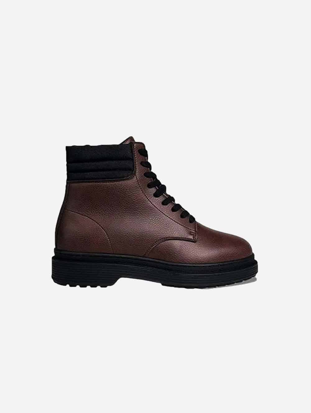Brown lace up vegan leather mens boots