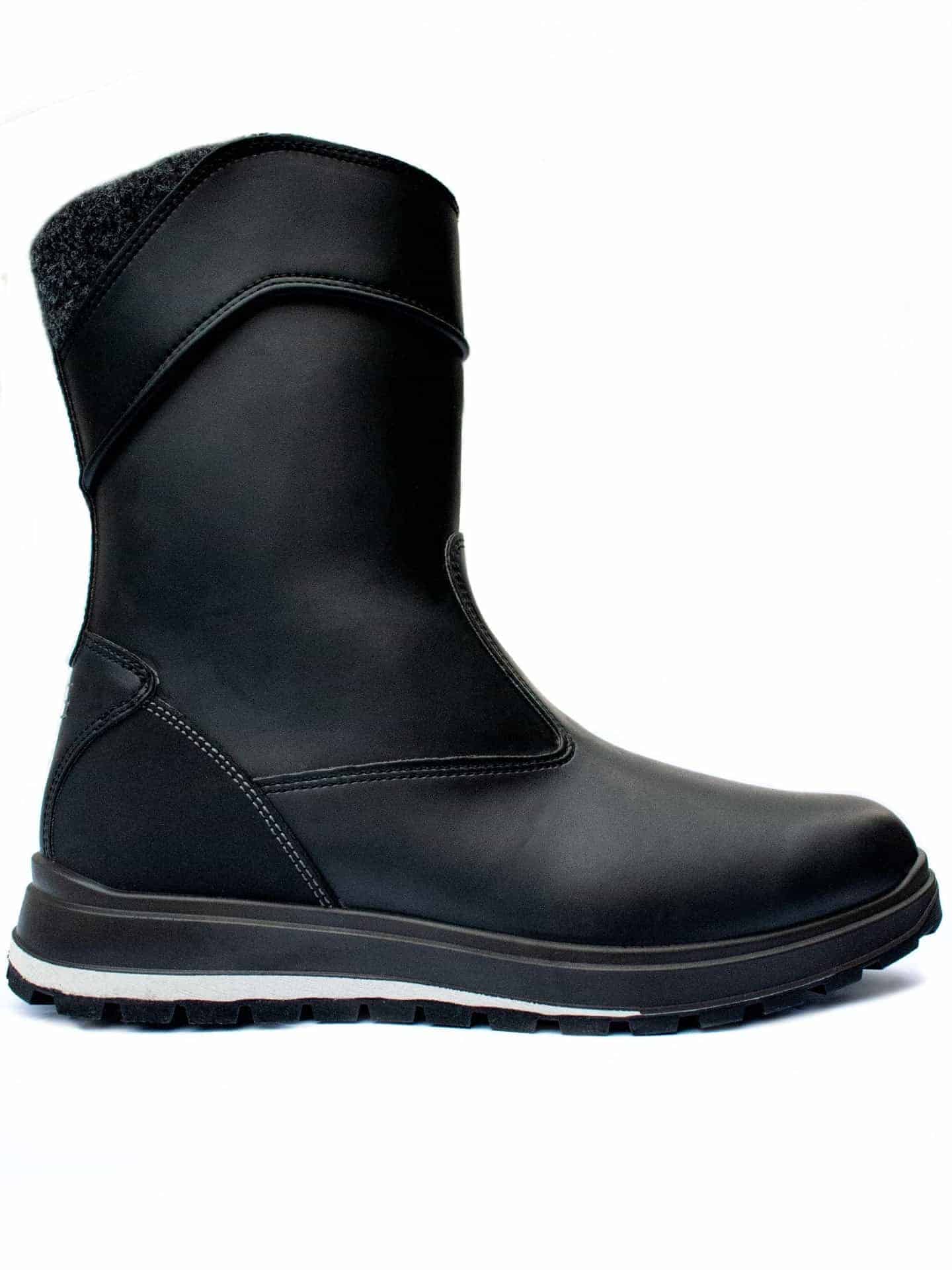Black vegan leather mid calf boots