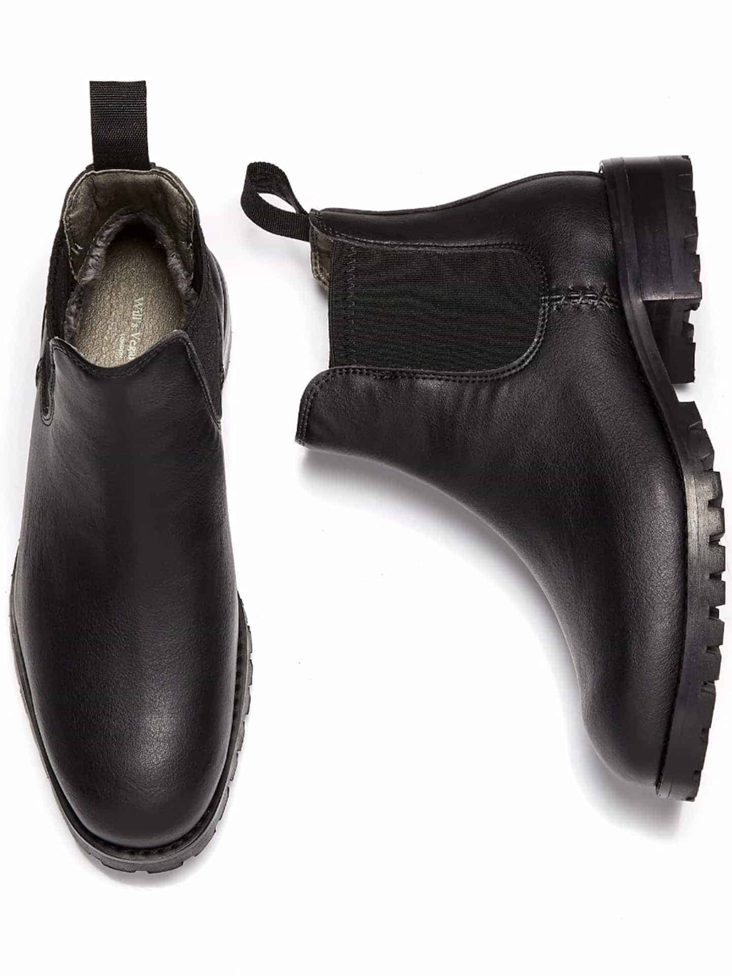 Black vegan Chelsea boots with elasticated panel