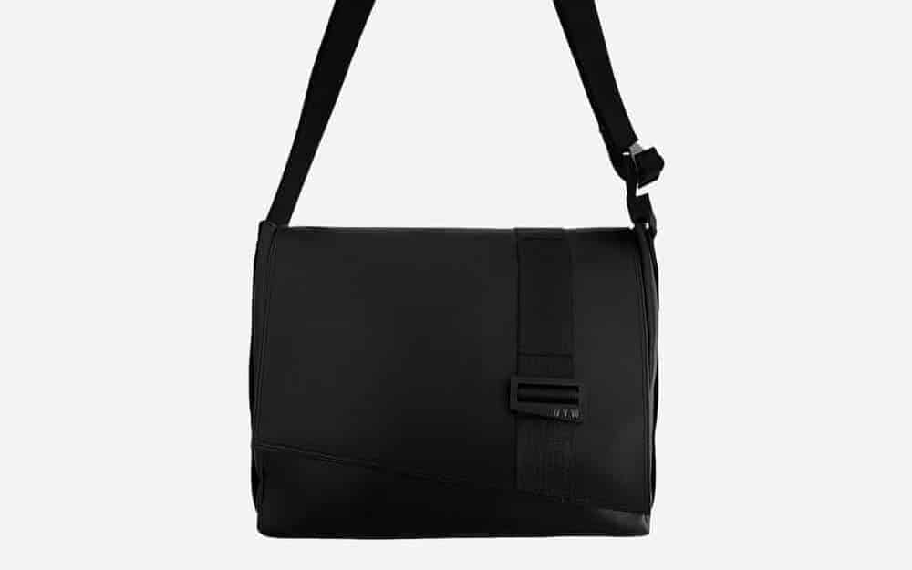 Black cactus leather bag with long strap from 457 anew