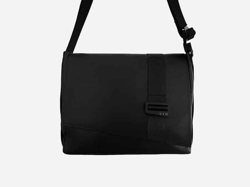 Black bag with long strap from 457 anew