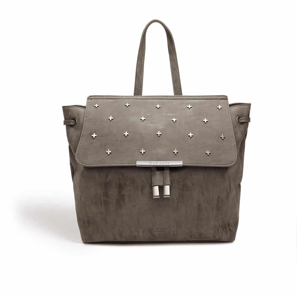 Grey vegan leather convertible bag from Labante