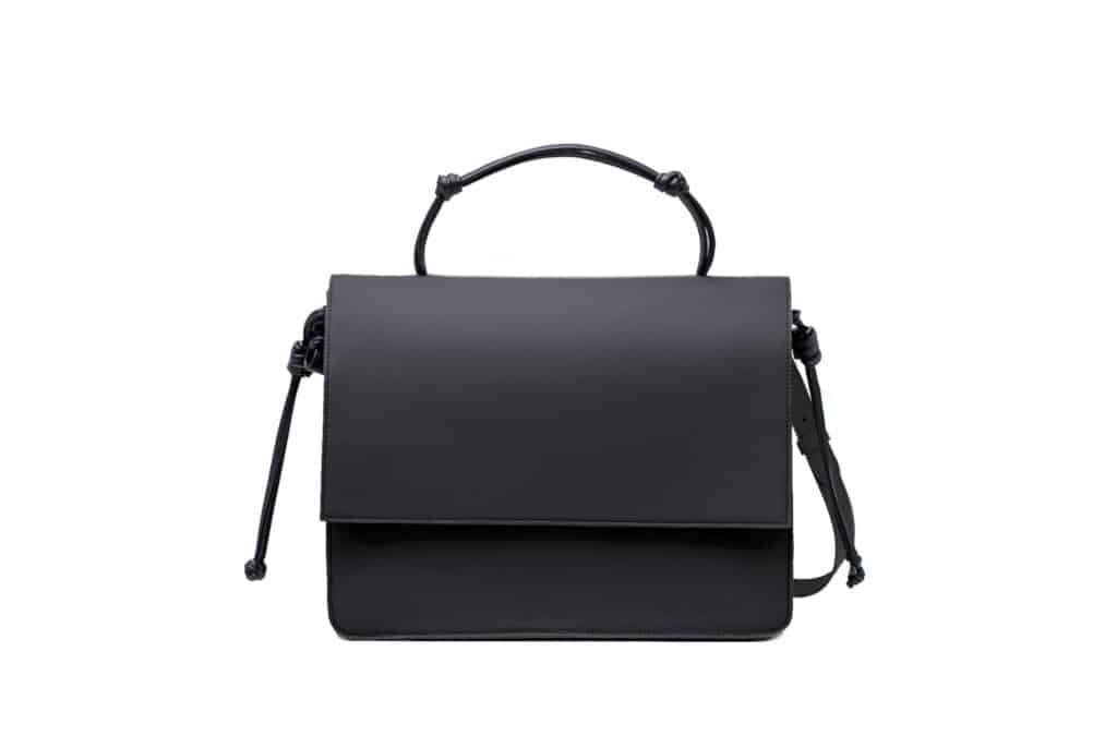 Black vegan leather messenger bag from Von Holzhausen