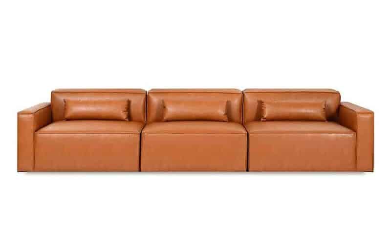 Brown vegan apple leather modular sofa from Gus Modern
