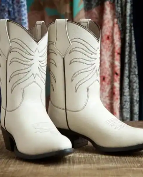 Kat Mendenhall Pee Wee in Sea Stamp unisex vegan cowboy boots