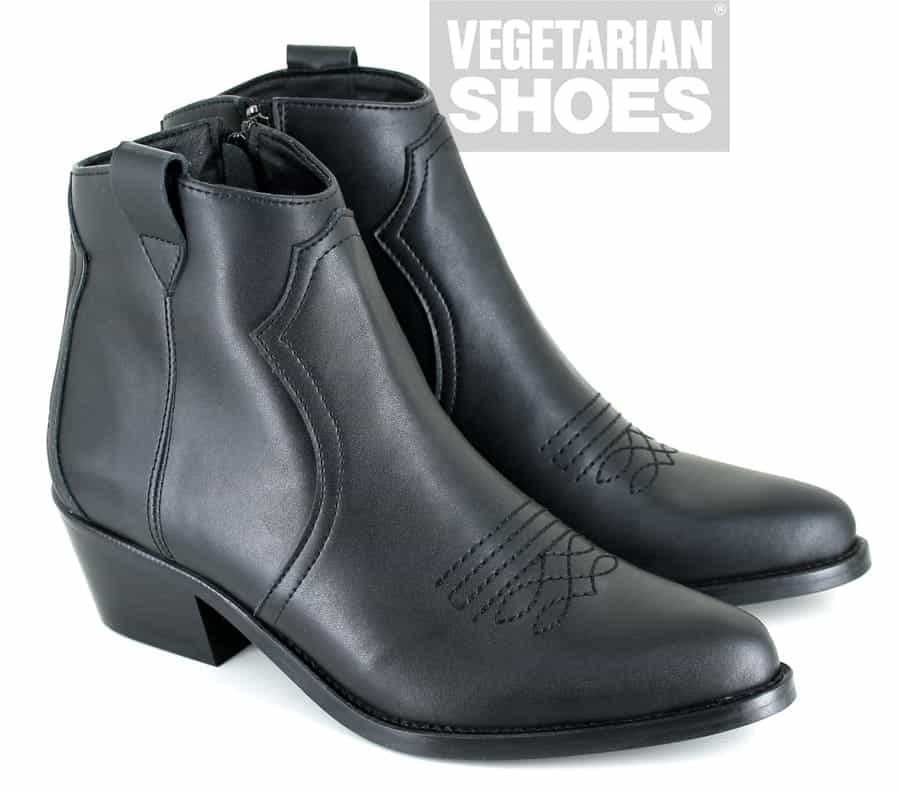 Black vegan leather Western boots from Vegetarian Shoes