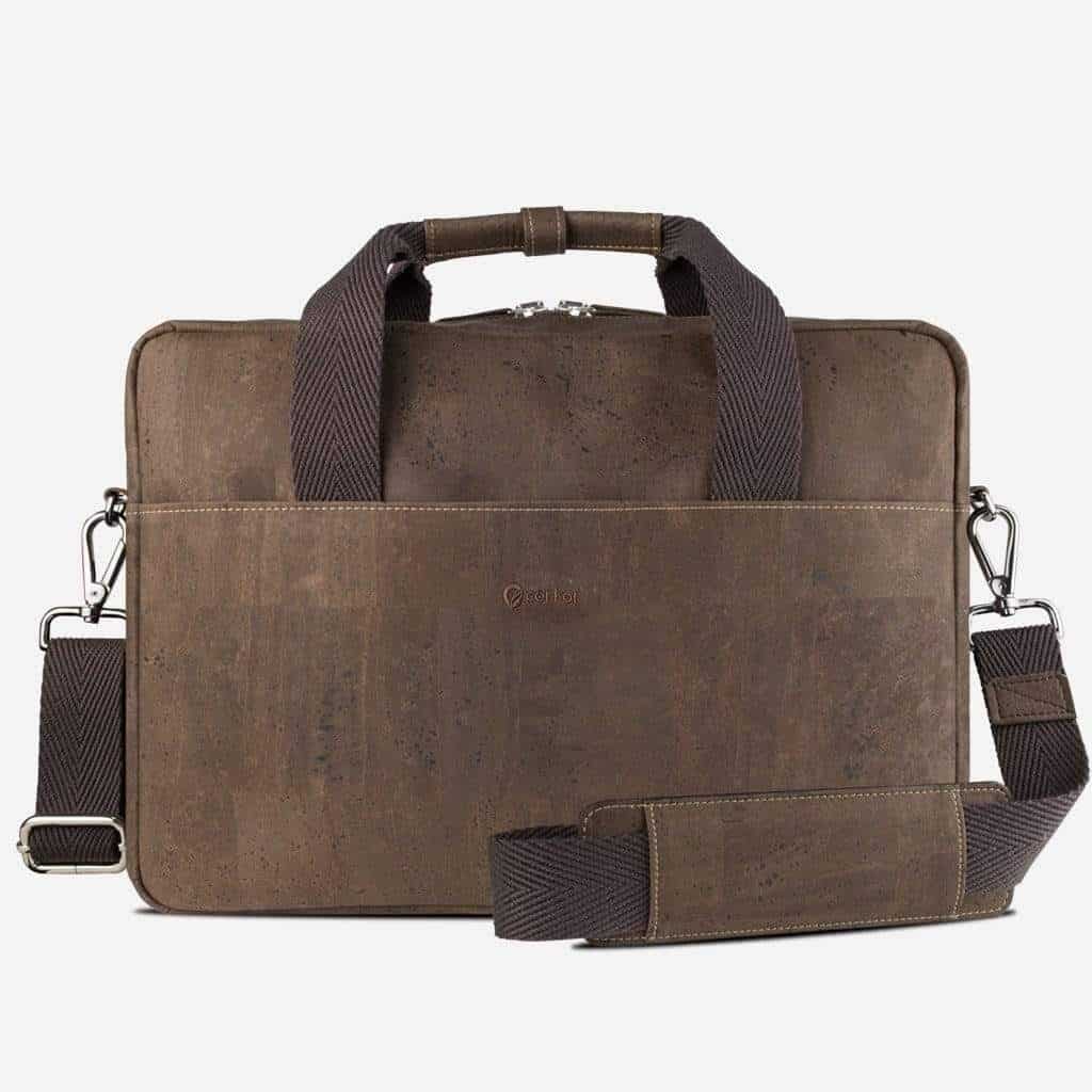 Dark brown cork briefcase from Corkor