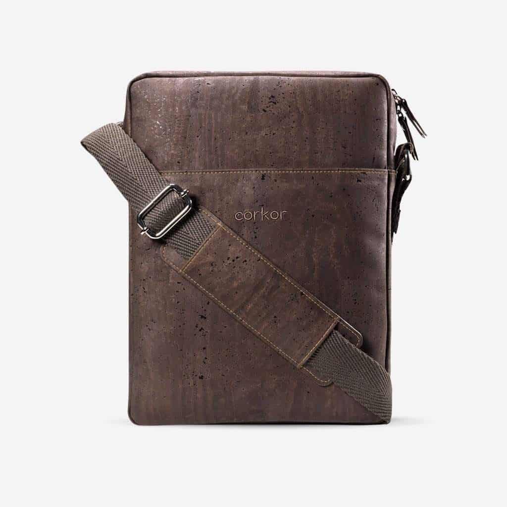 Dark brown medium cork briefcase from Corkor