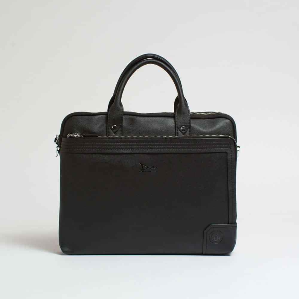 Black vegan leather briefcase from Doshi
