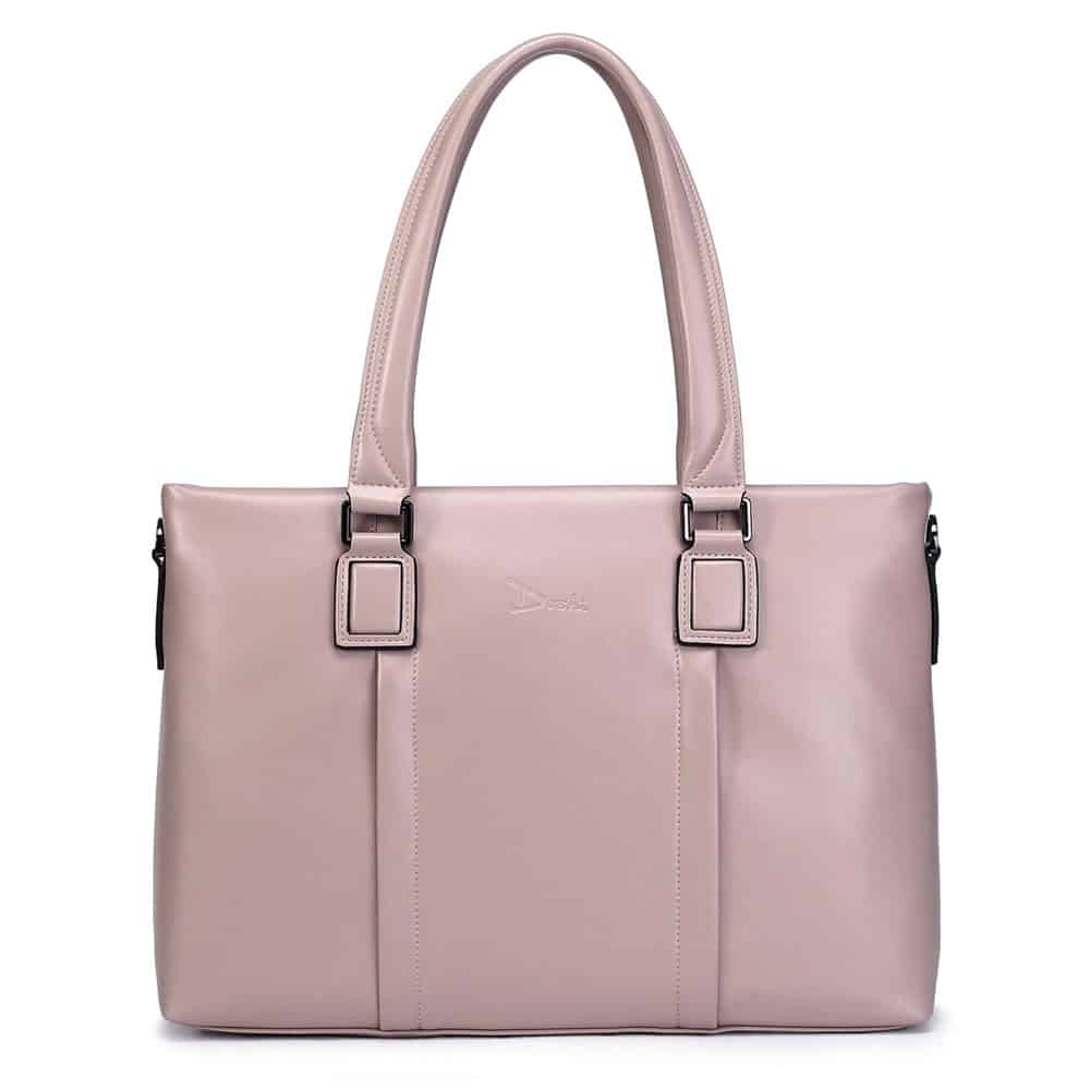 Light pink vegan leather briefcase from Doshi