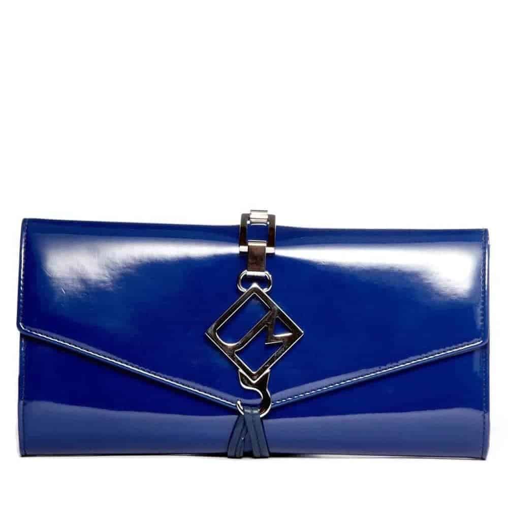 Dark blue vegan leather clutch from Jill MIlan