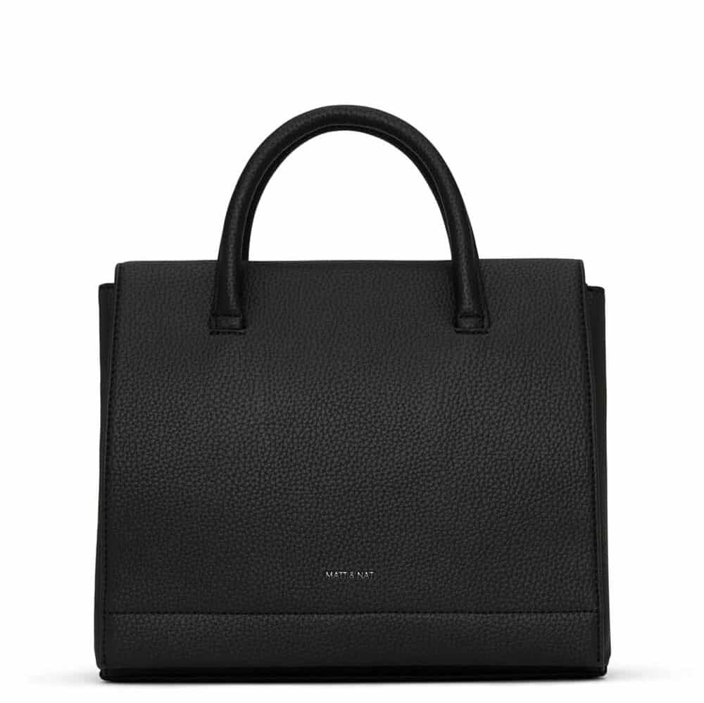 Black vegan leather satchel from Pixie Mood