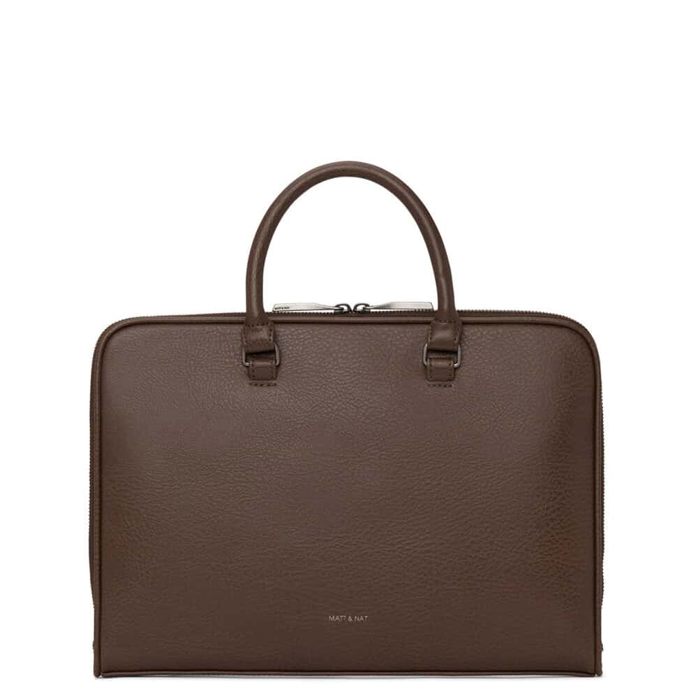 Dark brown vegan leather slim briefcase from Matt and Nat