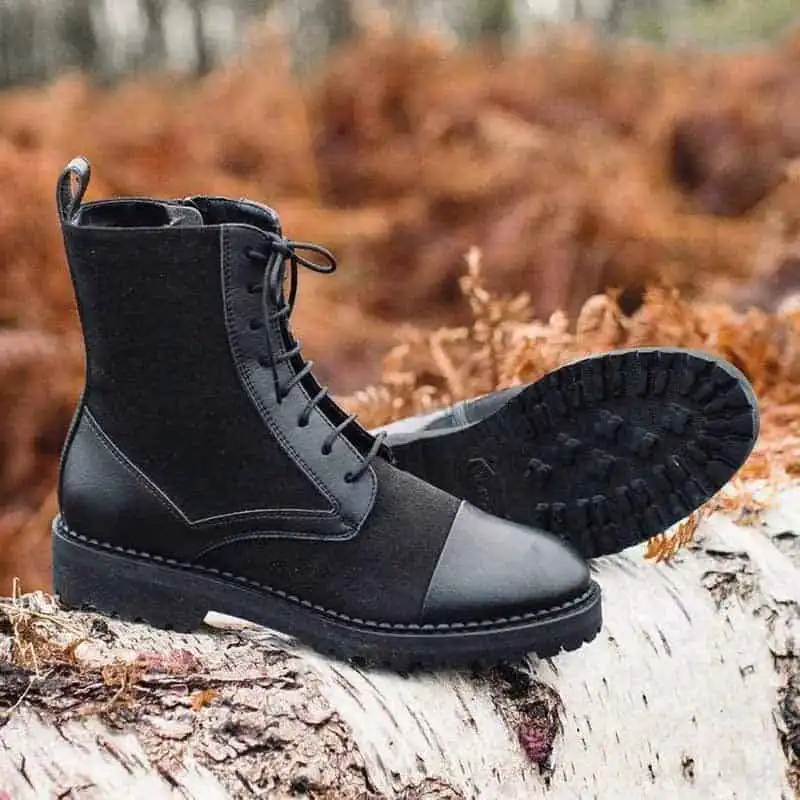Noah Bettina vegan leather and suede combat boots