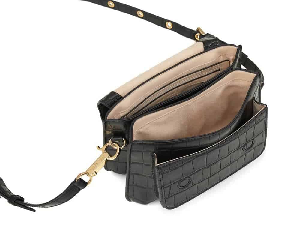 Black vegan croc leather satchel from Sans Beast