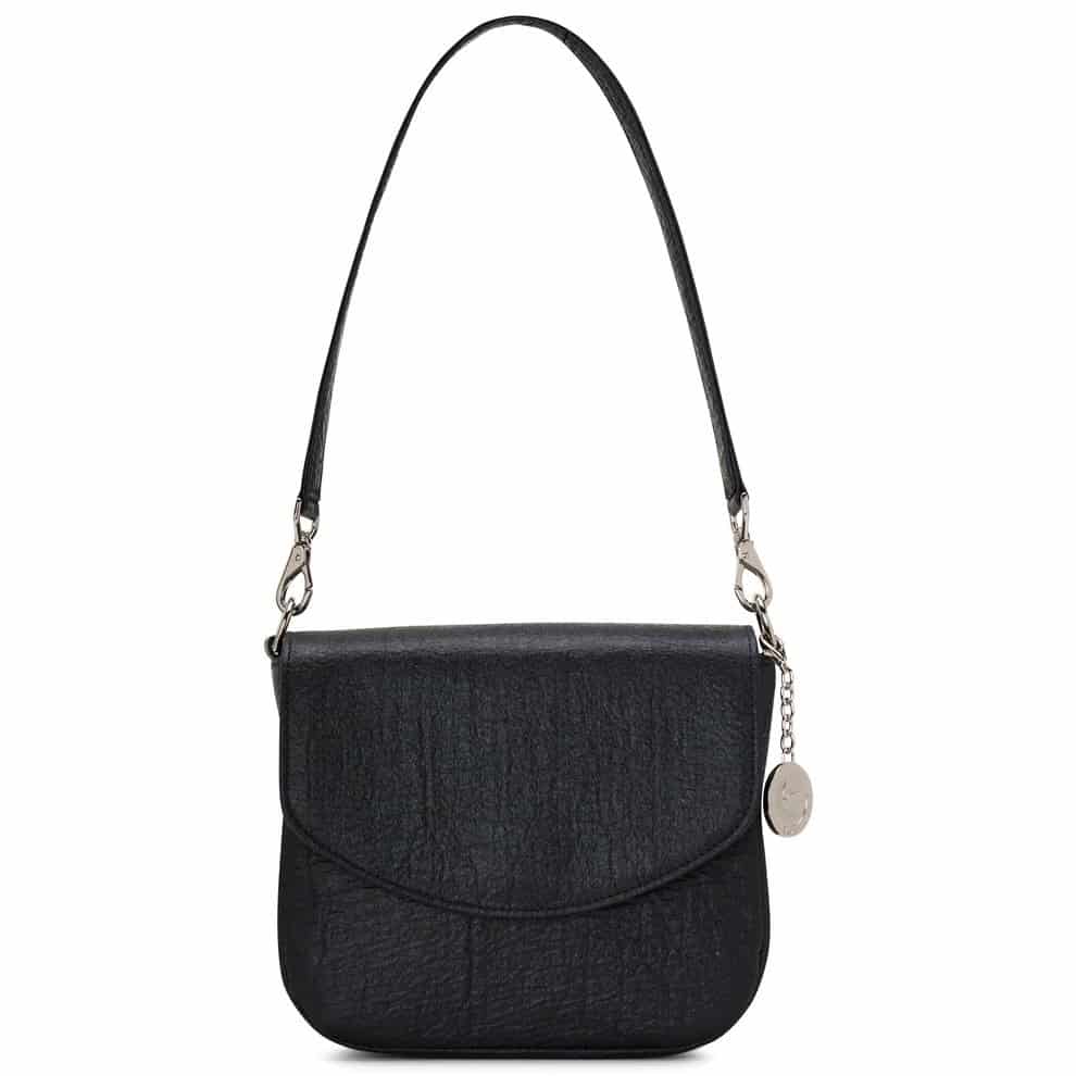 Black vegan pineapple leather shoulder bag from Svala