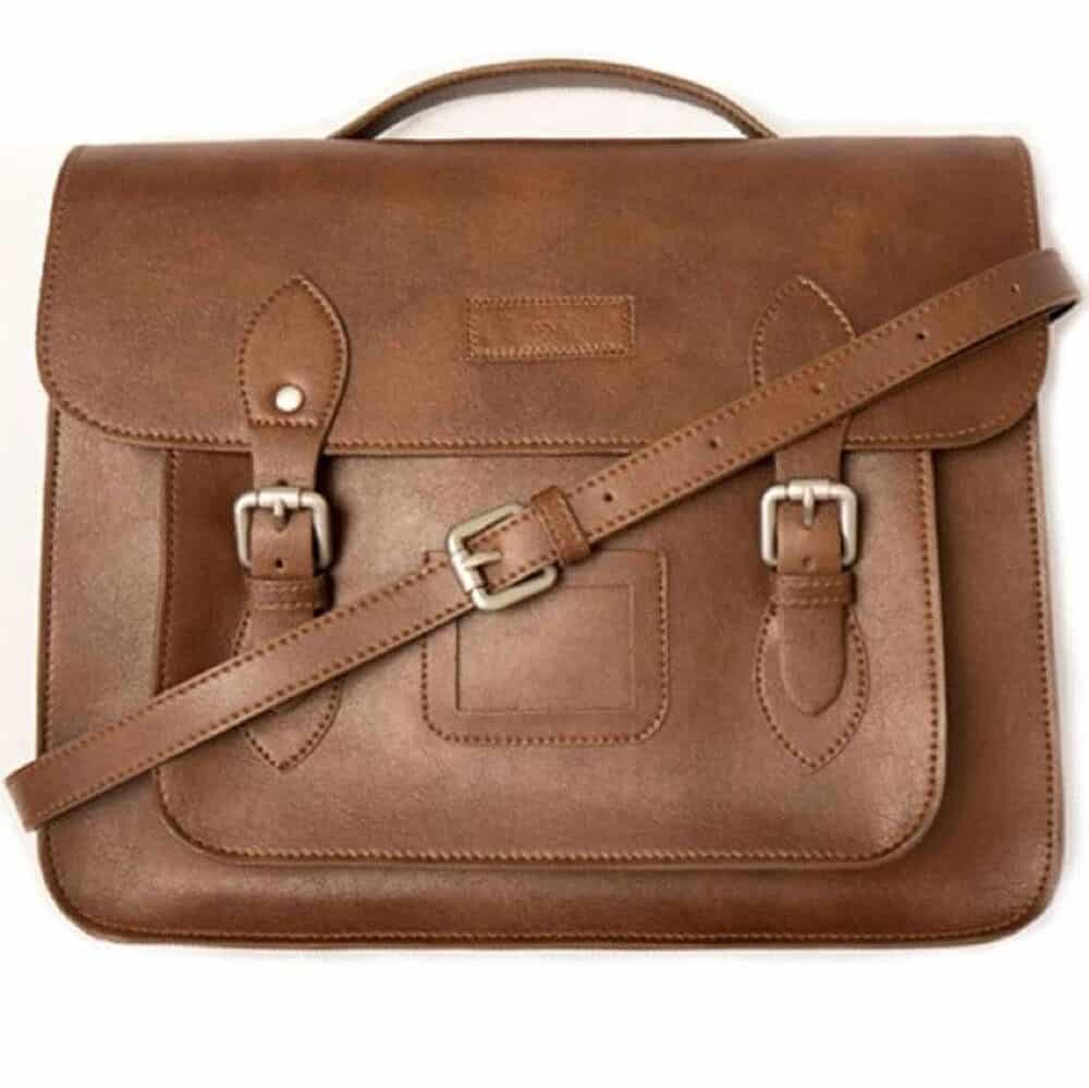 Brown vegan leather satchel from Will's