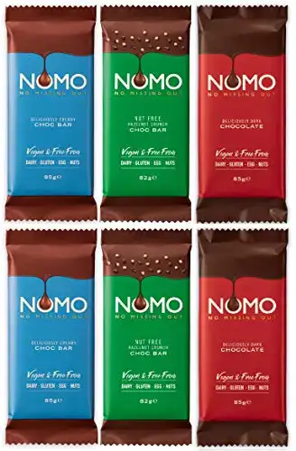 Nomo Chocolate Gift 6 x Large Bars Vegan Chocolate Mixed Case Selection Box