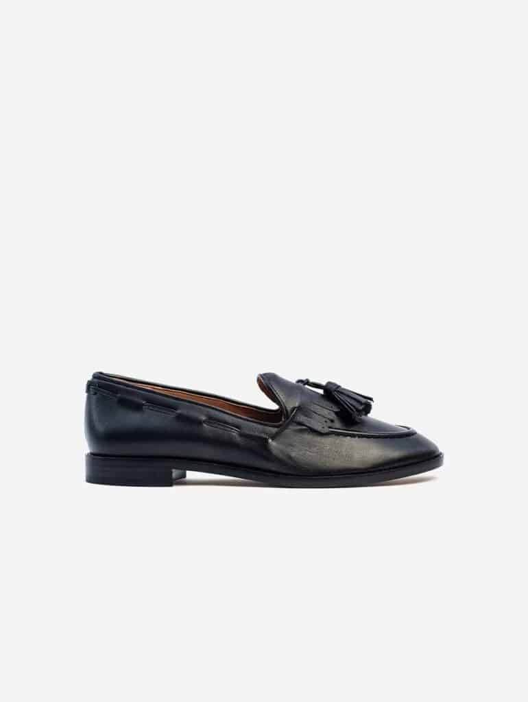 Vegan black leather loafers with tassel from Allkind