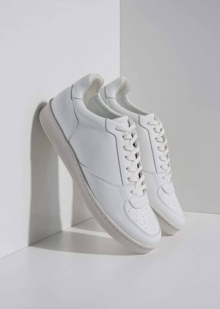 Humans are Vain white vegan leather unisex trainers
