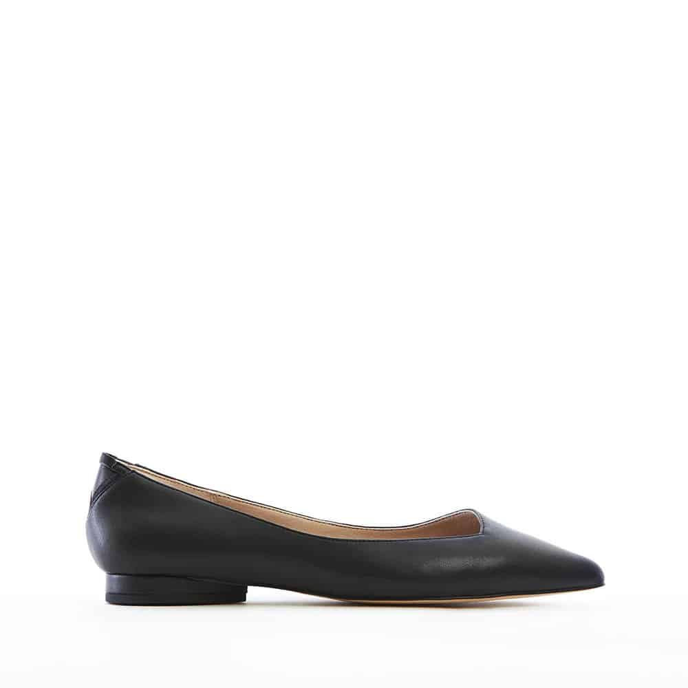 Midnight blue vegan leather pointy toe flats from Veerah
